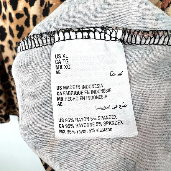 JM Collection Sz XL Leopard Print Brown Stretchy Blouse Shirt Top Lounge Cozy - Picture 7 of 8